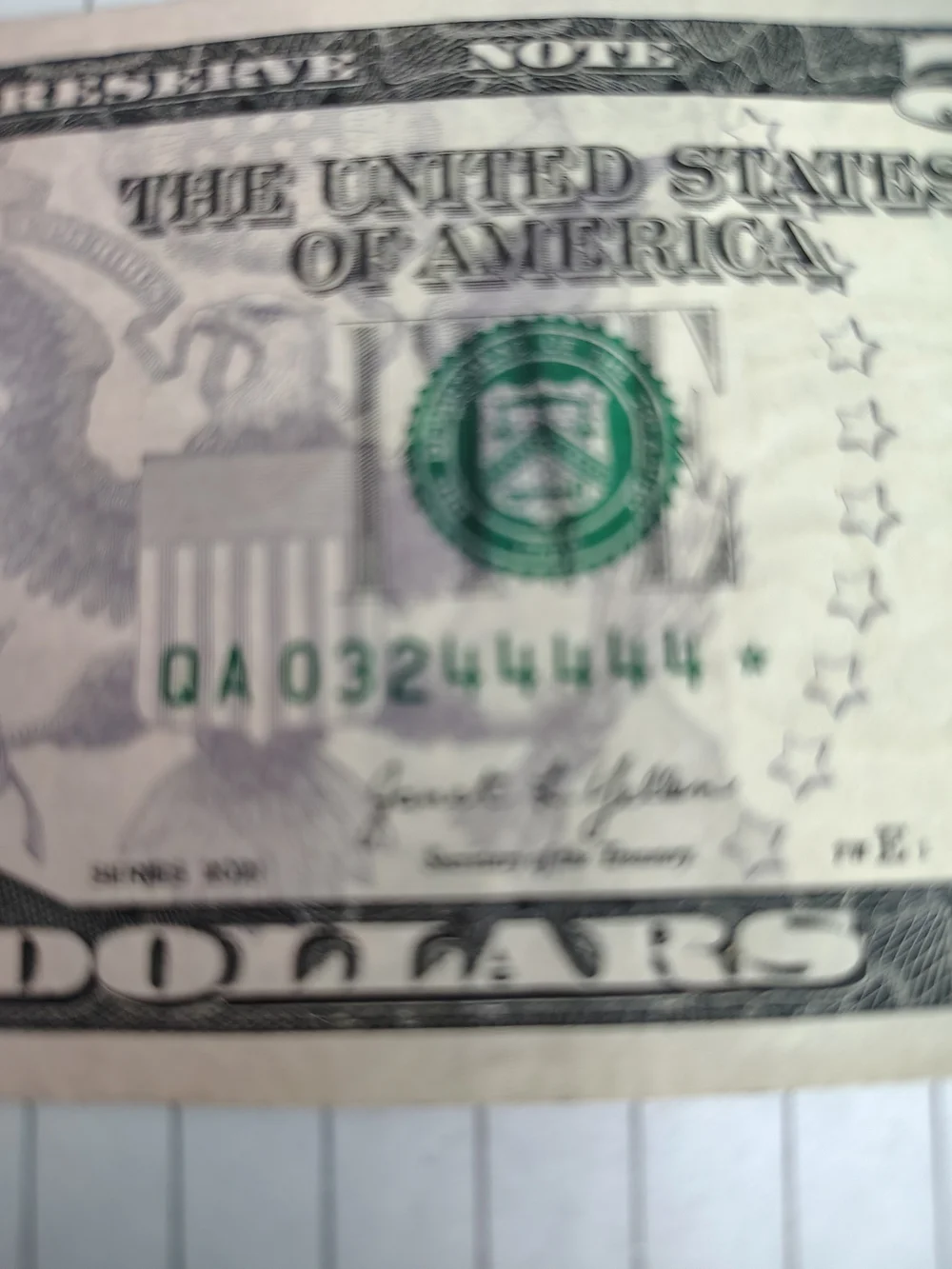 US $5  Bill -Replacement Note(Star Note) with Multiple B.E.P. Printing Errors!